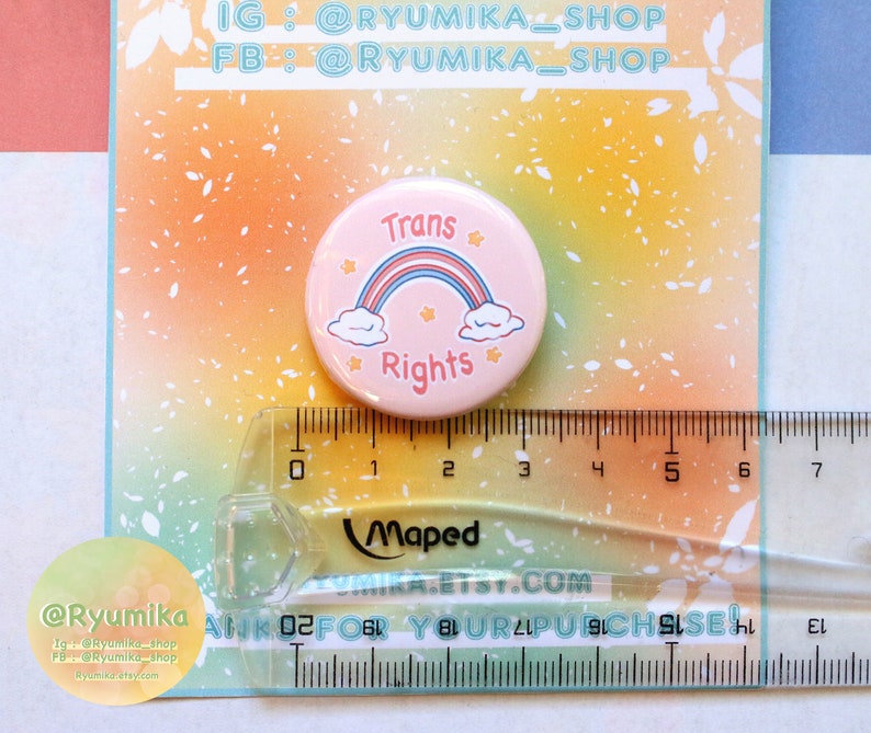 Handmade badge Trans Rights quote lgbt illustration transgender flag rainbow international day lgbt community image 4