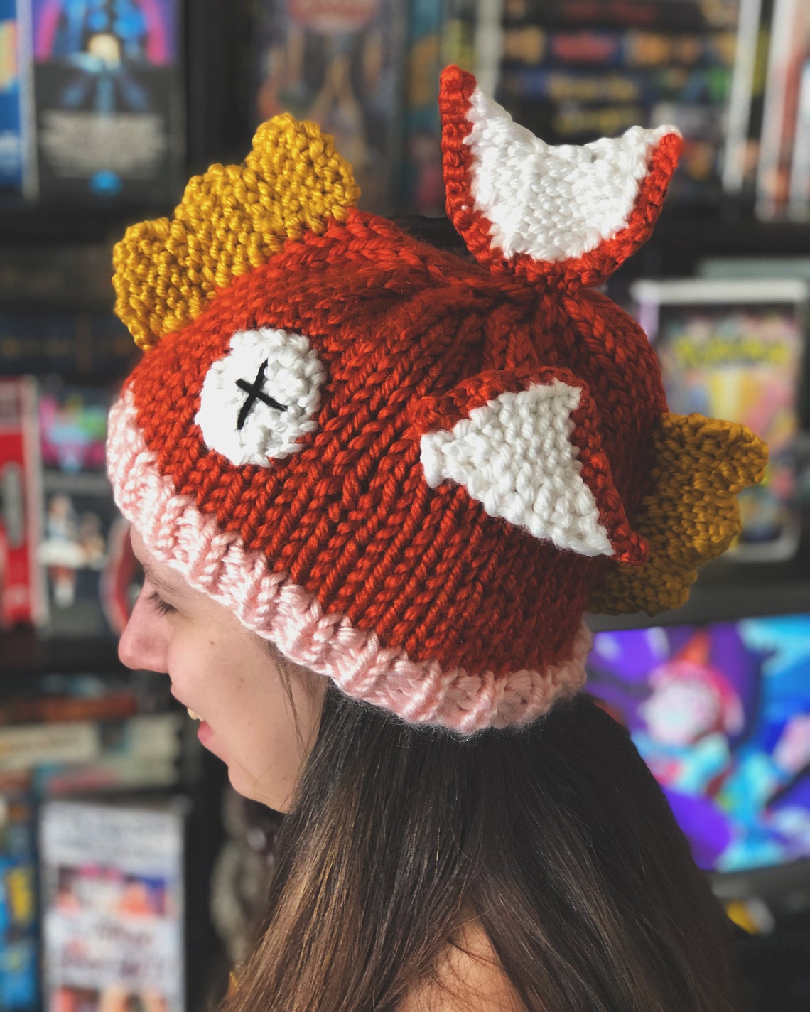 Knit magikarp hat Pokemon inspired knit hat Etsy