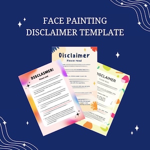 Face Painting Disclaimer Template - Face Painter Business Essential