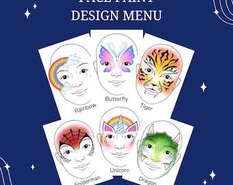 Face Paint Design Menu Pack | 20 Ready-to-Use Designs + Blank Templates (Digital Download)