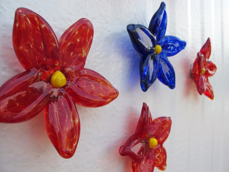 Blown Glass Flower Blossom Sculpted Wall Art Etsy