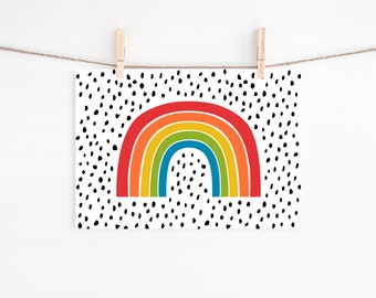 Colourful Rainbow Print, Rainbow art print, Bright Colourful Print, Bright Nursery Wall Art, Rainbow Playroom Decor, Colourful Kids UNFRAMED