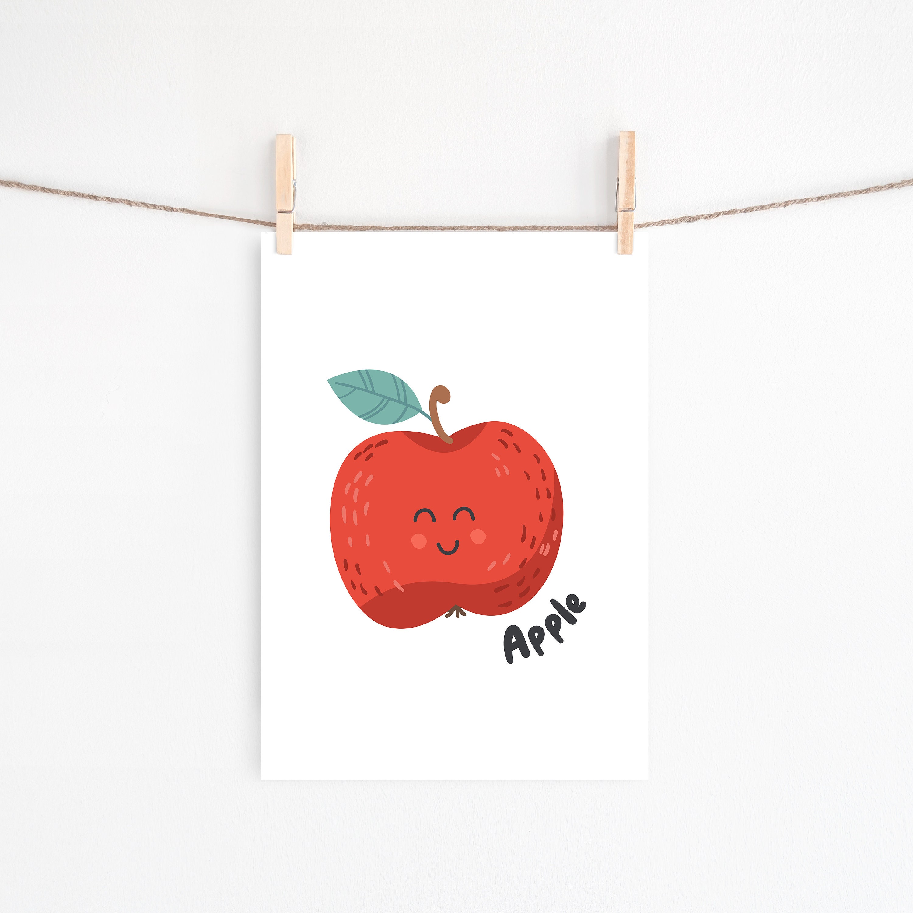 Apple Print Fruit Nursery Wall Art Scandi Nursery Decor Etsy UK