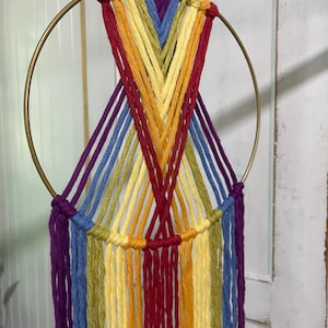 Rainbow Hoop Macrame Wall Hanging, Rainbow Decor, Kids Room, Pride