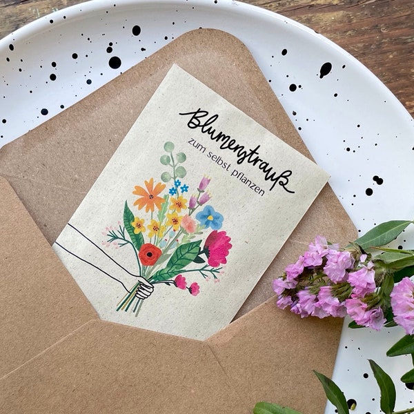 Blumensamentütchen mit Demeter-zertifizierten Wildblumen | Blumenstrauß zum selbst pflanzen