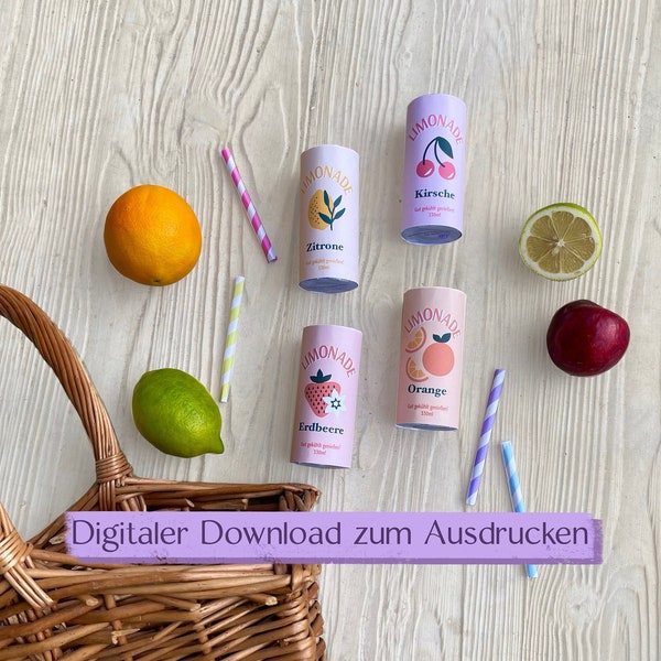 DIY Limonade Kaufladen Zubehör | Spielküche Zubehör | DIY Limo Dosen Bastelset