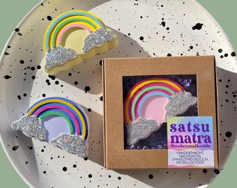 Rainbow sidewalk chalk gift box, party favor for children's birthdays, children's activity, with eco-glitter, handmade and plastic-free