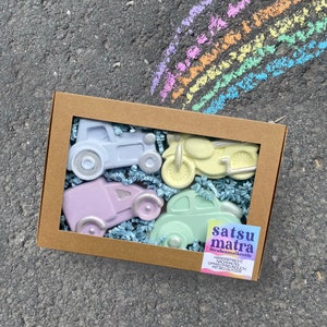 Straßenmalkreide Flotte Flitzer Geschenkbox, Autos, Mitgebsel Kindergeburtstag, Beschäftigung Kinder, plastikfrei, umweltfreundlich