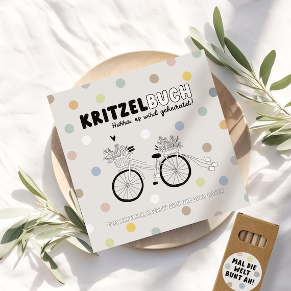 Malbuch für Hochzeiten, Gastgeschenk zur Hochzeit für Kinder, Kreativbuch, Hochzeitsmalbuch Set mit Buntstiften, Beschäftigung Hochzeit