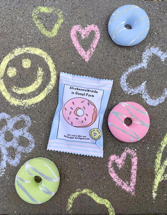 Straßenmalkreide Donut, Mitgebsel Kindergeburtstag, Beschäftigung Kinder, mit Öko-Glitzer, handgemacht und plastikfrei, Osternest Füllung
