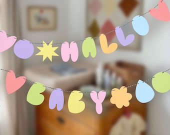 Hello Baby garland for birth, gift for birth, baby gift, bunting, rainbow