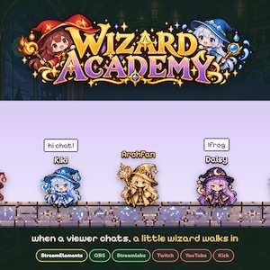 Wizard Twitch Widget, Pixel Art Audience Overlay, Magic Academy, Interactive Chat Wizards, Frog Spell, Archmage for Subs, StreamElements