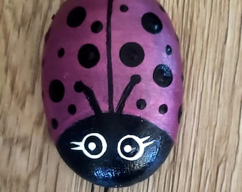 Hand painted ladybug rock. Home decoration. Lady bugs