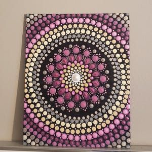 Hand painted Mandala dot design painting.  Decoration.  Wall art