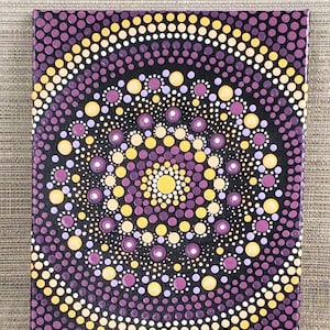 Hand painted Mandala dot design canvas painting. Home decoration