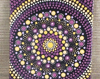 Hand painted Mandala dot design canvas painting. Home decoration