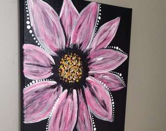 Raised canvas flower painting. Wall painting.