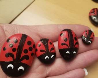 Hand painted Ladybug rock&#39;s  (set of 5) kindness rocks
