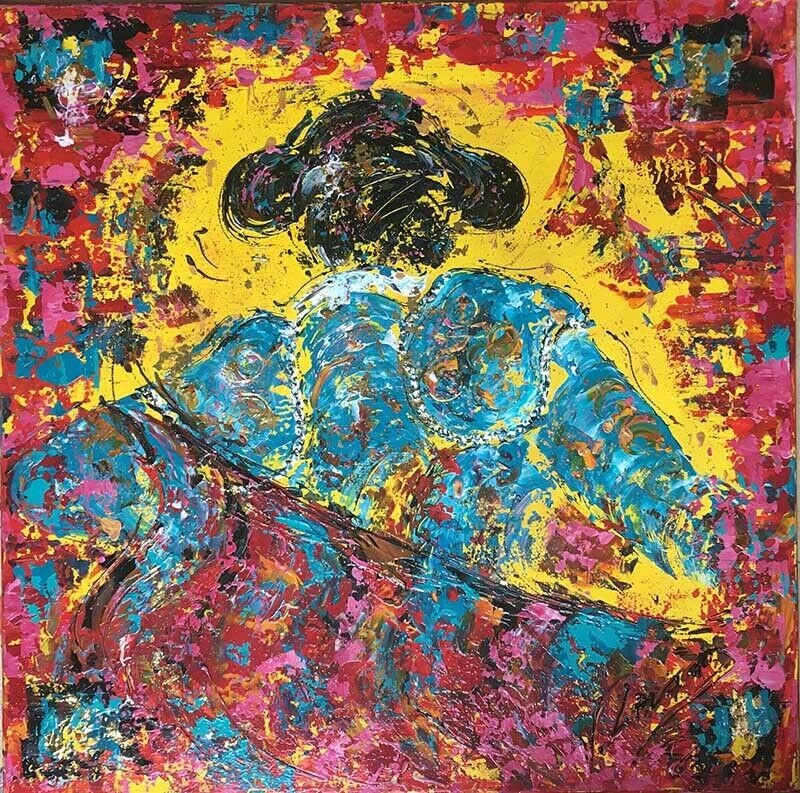 Toile, Peinture, Tableau, Corrida, Tauromachie, Toréador, 80x80cm, V.linard, Œuvre Originale