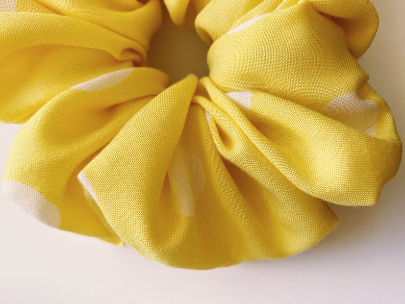 Pastel Yellow Polka Dot Cute Scrunchie for Summer