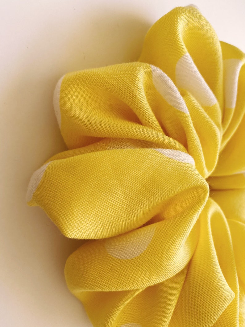 Pastel Yellow Polka Dot Cute Scrunchie for Summer