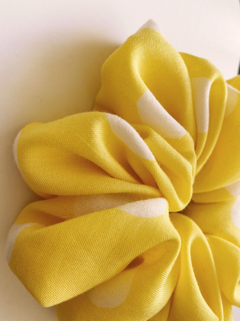 Pastel Yellow Polka Dot Cute Scrunchie for Summer