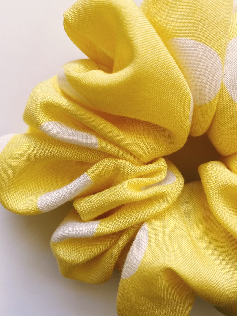 Pastel Yellow Polka Dot Cute Scrunchie for Summer