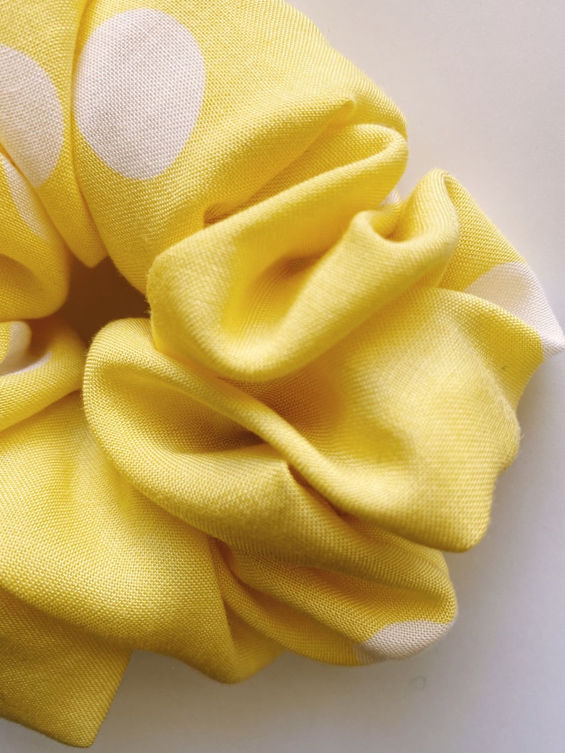 Pastel Yellow Polka Dot Cute Scrunchie for Summer