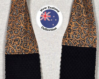 New Zealand Collection! Te Koripi Wae Sue’s Chef Scarf kitchen boa style kitchen towel for NZ Lovers, Cooks, Bakers, Grillers and Gardeners