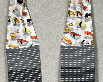 Sushi Sue&#39;s Chef Scarf Kitchen Boa style dish towel perfect gift for Sushi lover, Foodie, Chef, and Host or Hostess. ** BACK IN STOCK!!**