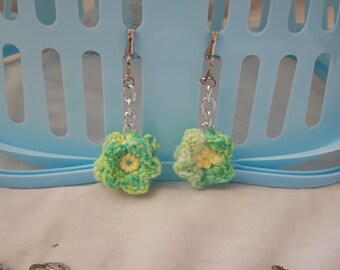 yarn flower earrings