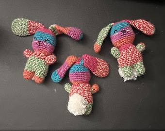 Multicolor Crochet Bunny Plushie Pal – Pocket Sized Amigurumi Toy