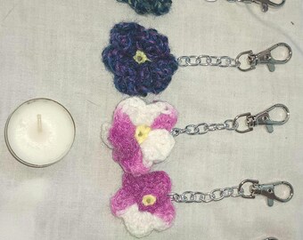 yarn flower keychain