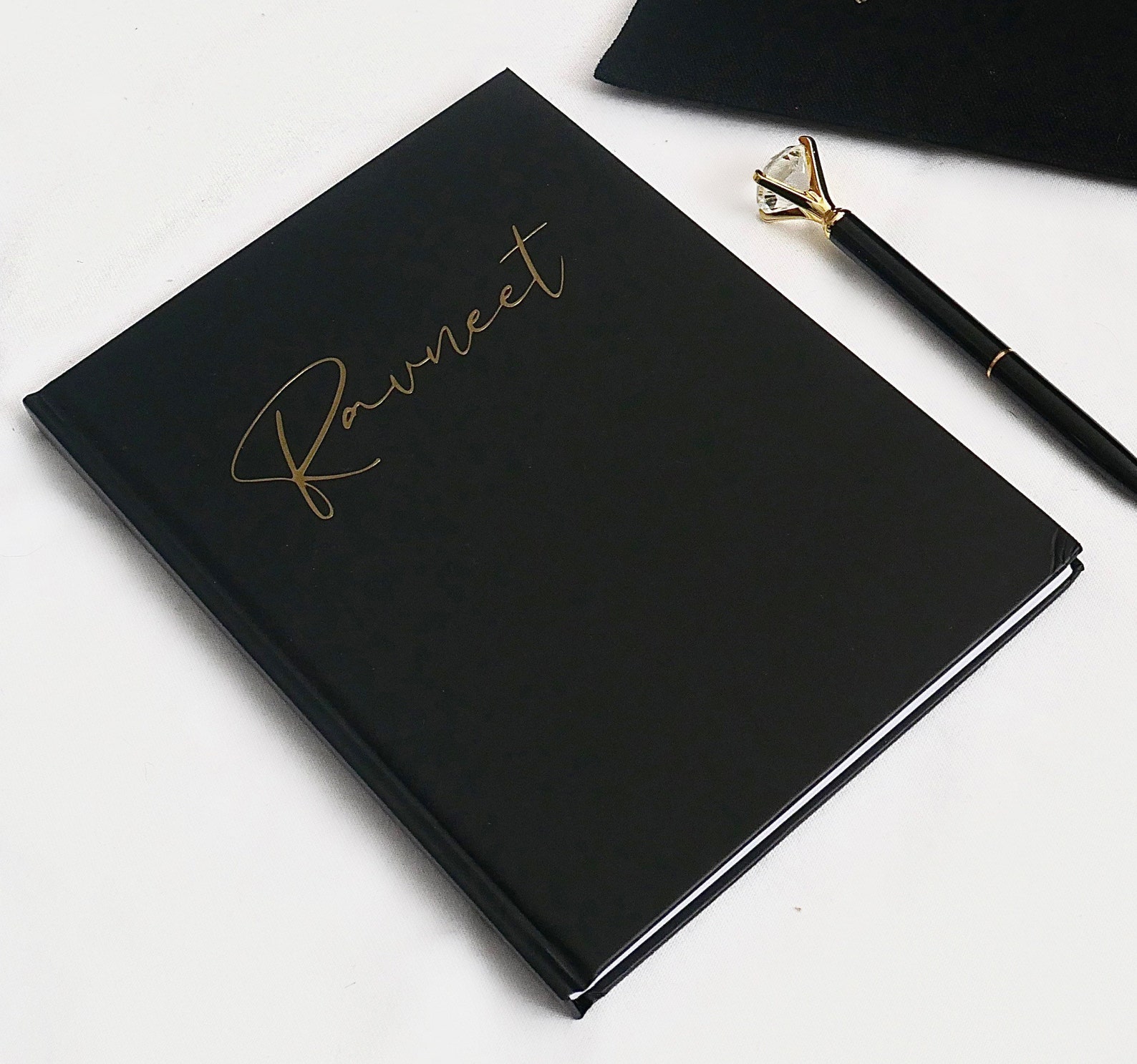 Personalised Notebook and Pen Black Crystal A5 lined Etsy