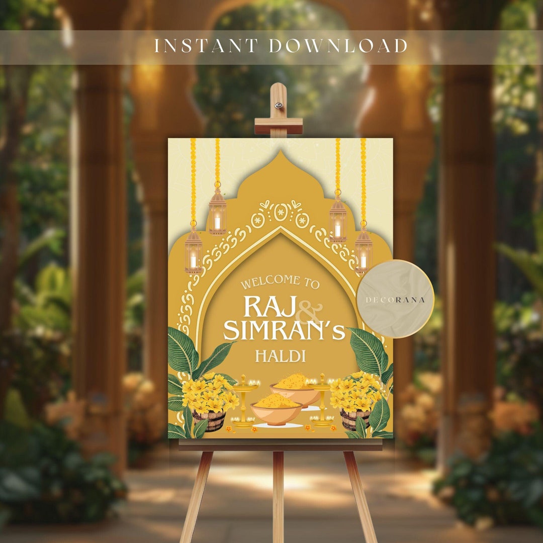 Arch Haldi Haldi Ceremony Arch Floral Welcome Sign for Couples | Digital Wedding ...