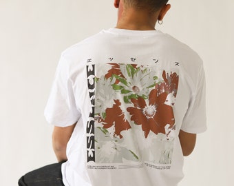 Heiko 'Essence' Organic Cotton T-Shirt: Floral Print, Unisex Fit