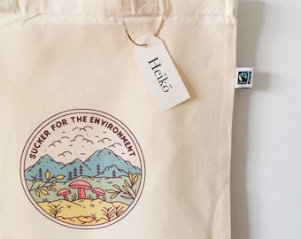 Organic Cotton Tote Bag: 'Sucker For The Environment' Design