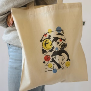 Borsa in cotone biologico con delfini che si immergono - Heiko Design