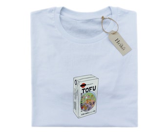 Heiko ‘Tofu time’ | 100% organic cotton T-shirt | High quality, sustainable, vegan approved | Unisex | White, blue, pink
