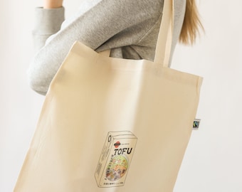 Heiko « L'heure du tofu » | Vegan - Tote bag 100% coton certifié biologique | Haute qualité, durable, commerce équitable | 5 onces