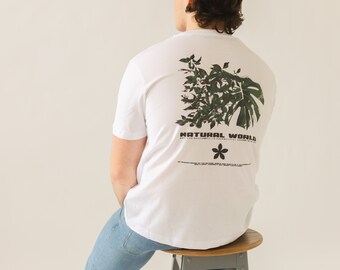 Heiko ‘Natural World’ | 100% organic cotton T-shirt | High quality, sustainable, vegan approved | Unisex | White | Relaxed fit