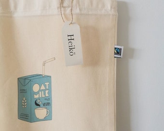 Heiko ‘Oat Milk Addict’ | Vegan - 100% organic certified cotton tote bag | High quality, Sustainable, Fairtrade | 5oz