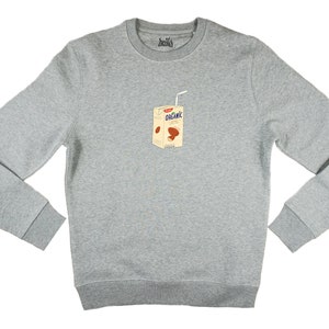 Heiko ‘Almond Milk Addict’ | Sustainable Sweatshirt | Organic Cotton & Recycled Polyester | Unisex | Grey and Pink