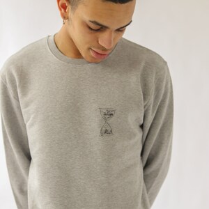 Heiko ‘Time is Running Out’ | Sustainable Sweatshirt | Organic Cotton & Recycled Polyester | Unisex | Grey and Pink