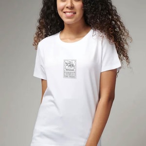 Nieuw Heiko-ontwerp: de veganistische tarotkaart | T-shirt van 100% biologisch katoen | Hoogwaardig, duurzaam, veganistisch | Uniseks | Wit, roze, blauw