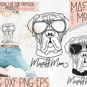 Mastiff Dog Mom SVG, Mastiff Dog Clipart, Mastiff Dog Mom Design