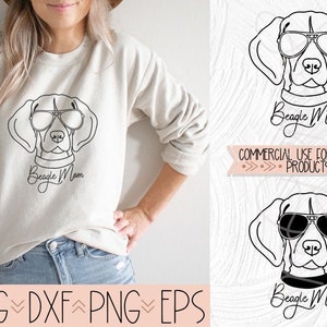 Beagle Mom SVG, Beagle with Sunglasses Clip Art, Beagle Dog Mom Cut File