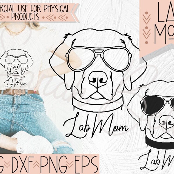 Lab Mom SVG, Labrador Dog Clipart, Labrador Dog Design Cut File