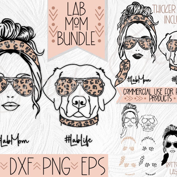 Lab Dog Mom SVG Design Bundle, Labrador Retriever Sublimation and Cut files, Leopard Print Sunglasses Dog Mom Png Clip Art