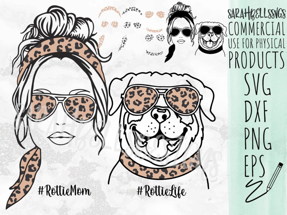 Download Rottweiler Dog Mom SVG Rottie Dog DXF File Leopard Print ...